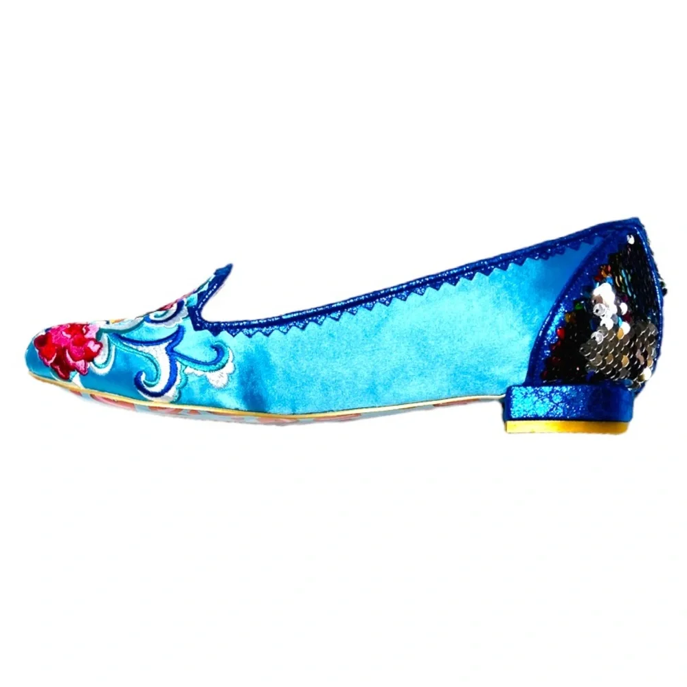 Irregular Choice Womens Pescado Oro NEW Sequin Flats 11 42 Rainbow Pride Fish - Picture 13 of 16